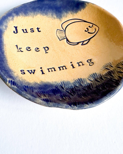 Just Keep Swimming - Ceramic Trinket Dish - Made in Wales