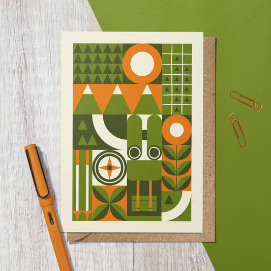 Hiking Adventure | Retro Geometric Reusable Greeting Card