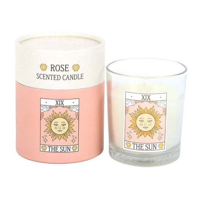 The Sun Vintage Tarot Card Rose Candle