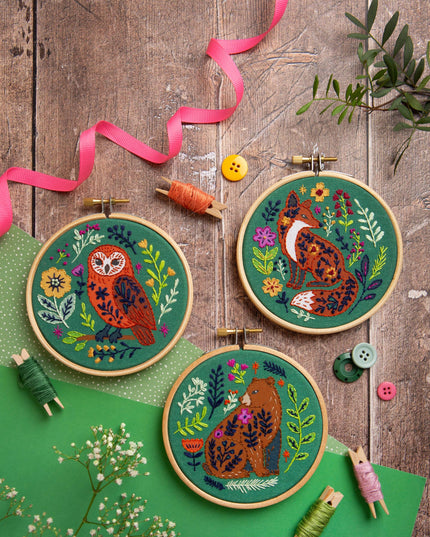 Folk Fox Mini Embroidery Kit | Beginner Craft Kit for Adults