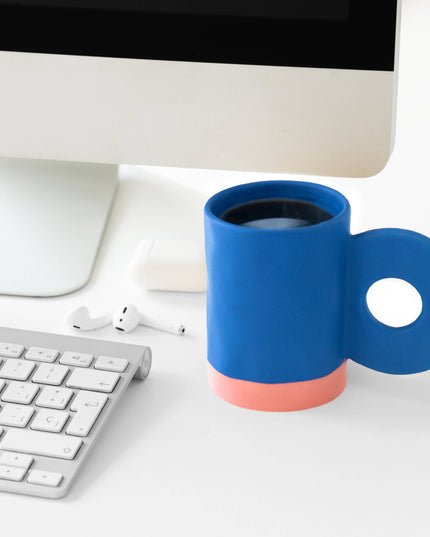 Helio Ferretti Ceramic Mug with Statement Handle Blue