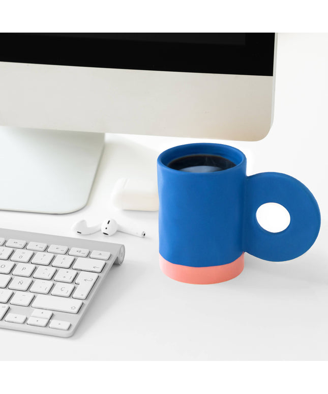 Helio Ferretti Ceramic Mug with Statement Handle Blue