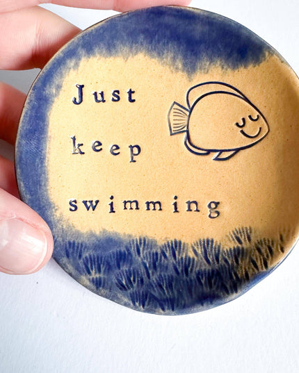 Just Keep Swimming - Ceramic Trinket Dish - Made in Wales