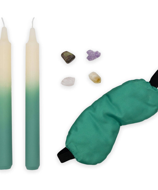 Saje Health Candle, Crystal & Eye Mask Set - Includes Two Candles and Four Crystal Stones