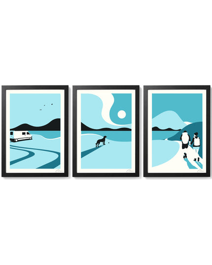 Last Trip Of Summer - Blue - Dog A4 Screenprint