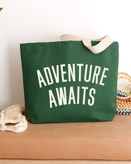 Adventure Awaits - Forest Green Canvas Tote Bag