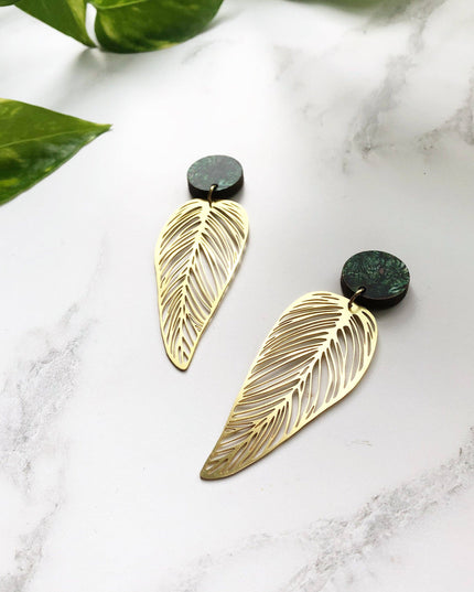 Leaf Drop Earrings - Gold