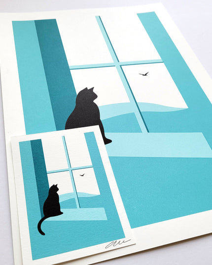 Watching Through The Window, Cat Print