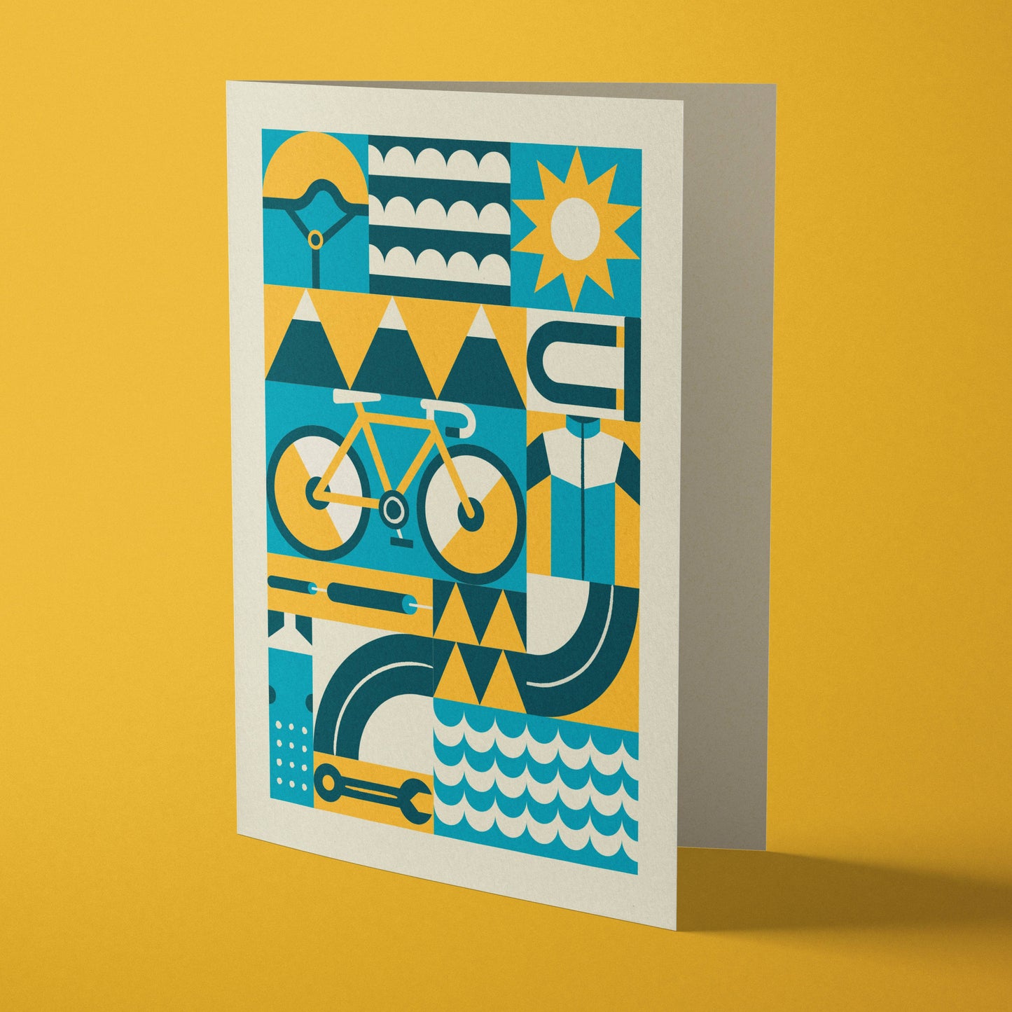 Cycling Sport | Retro Geometric Reusable Greeting Card