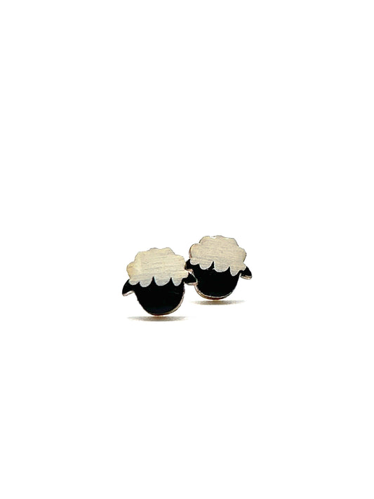 Wooden Sheep STUD Earrings -  Handmade in Scotland 
