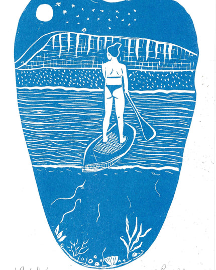 Paddle Riso Print *paddleboard, water, sea, beach, ocean*