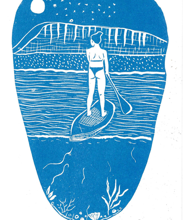 Paddle Riso Print *paddleboard, water, sea, beach, ocean*