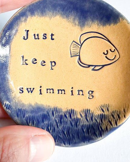Just Keep Swimming - Ceramic Trinket Dish - Made in Wales