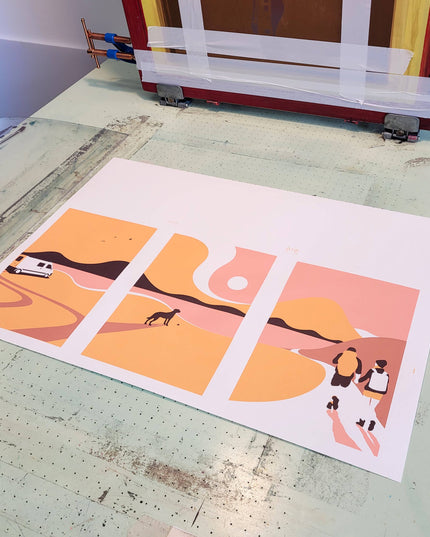 Last Trip Of Summer - Orange - Dog A4 Screenprint