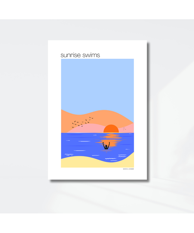 Sunrise Wild Swimming Print A4