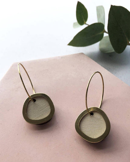 MICA /Gold Circle Hoop Earrings