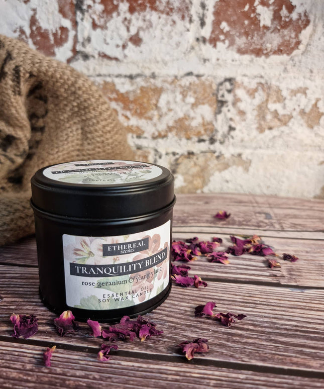 Soy Wax Candle *Tranquillity Blend* Rose Geranium & Ylang Ylang