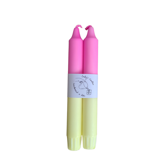 Pink & Yellow Colour dipped Dinner Candles