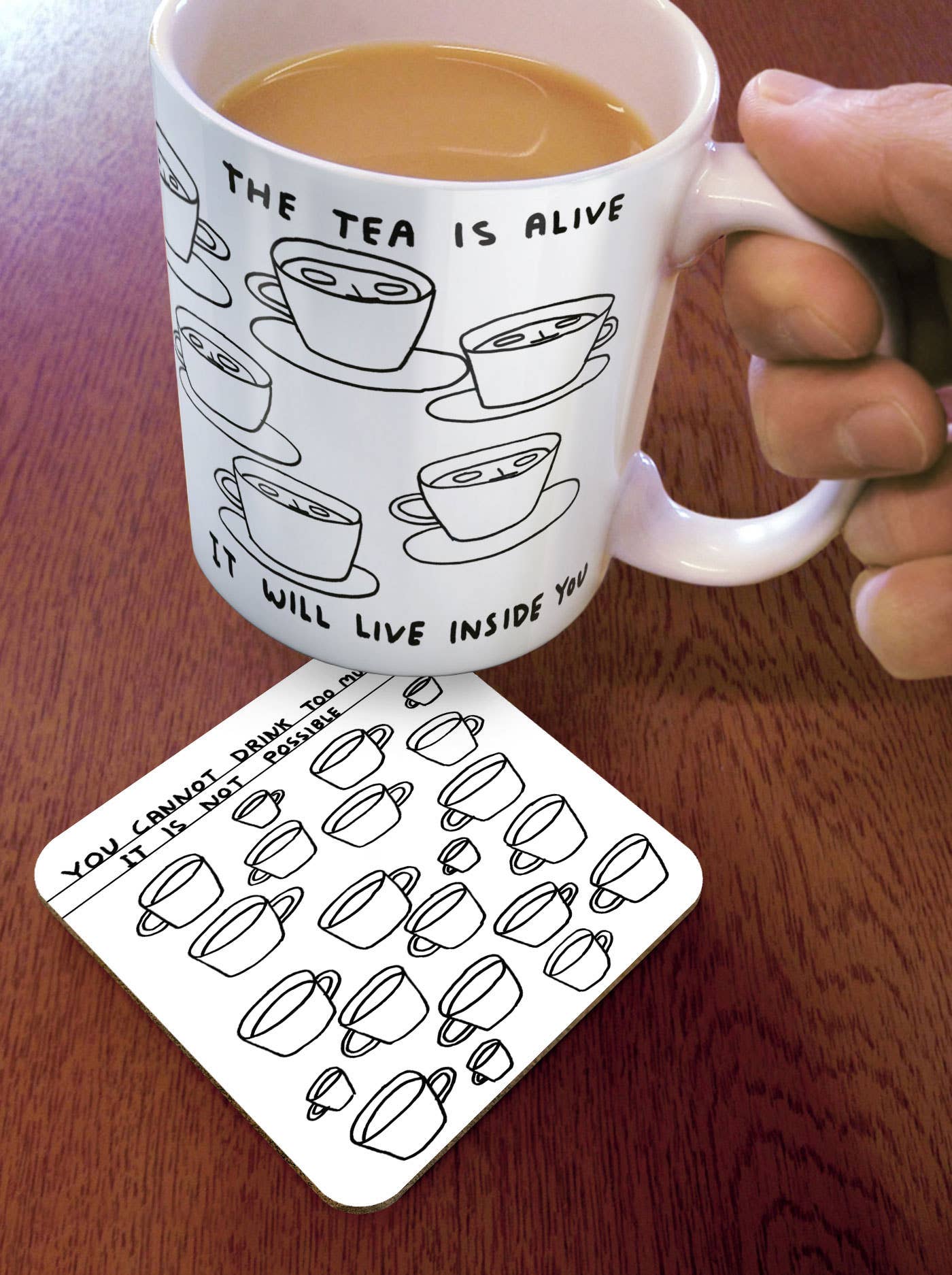 Funny Art Coaster By David Shrigley - Too Much Tea