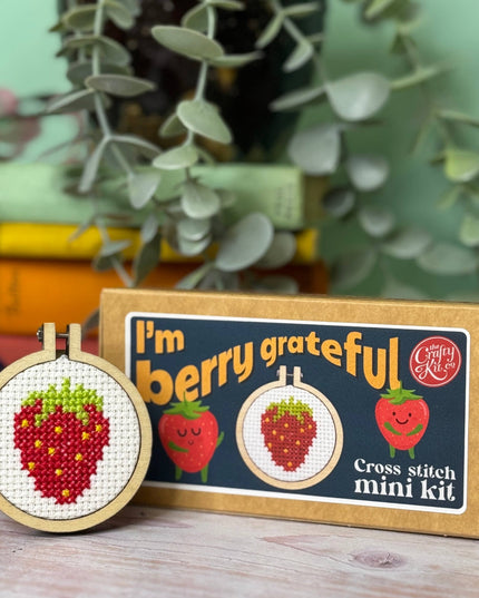 'I'm Berry Grateful' Mini Matchbox Cross Stitch Kit