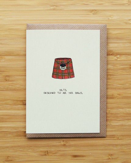 Kilts Card - Funny - Scottish - Recycled Card