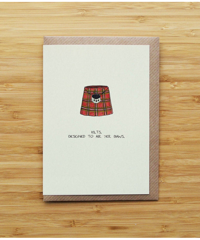 Kilts Card - Funny - Scottish - Recycled Card
