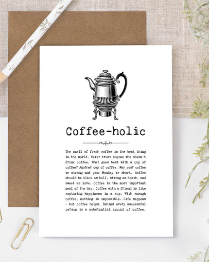 Funny Coffee-holic Card For Coffee Drinkers