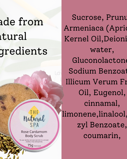 Rose Cardamom Natural Body Scrub - 75g tin