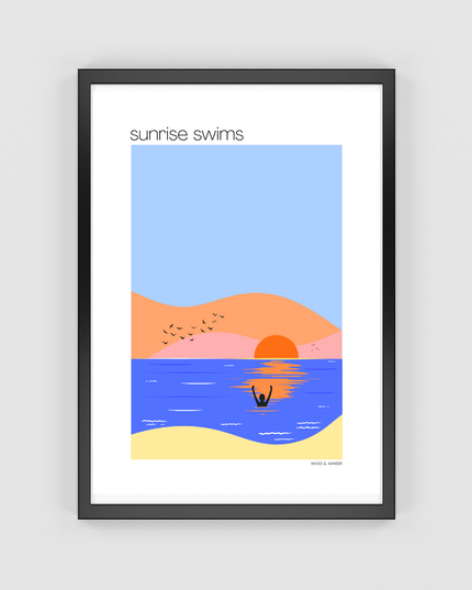Sunrise Wild Swimming Print A4