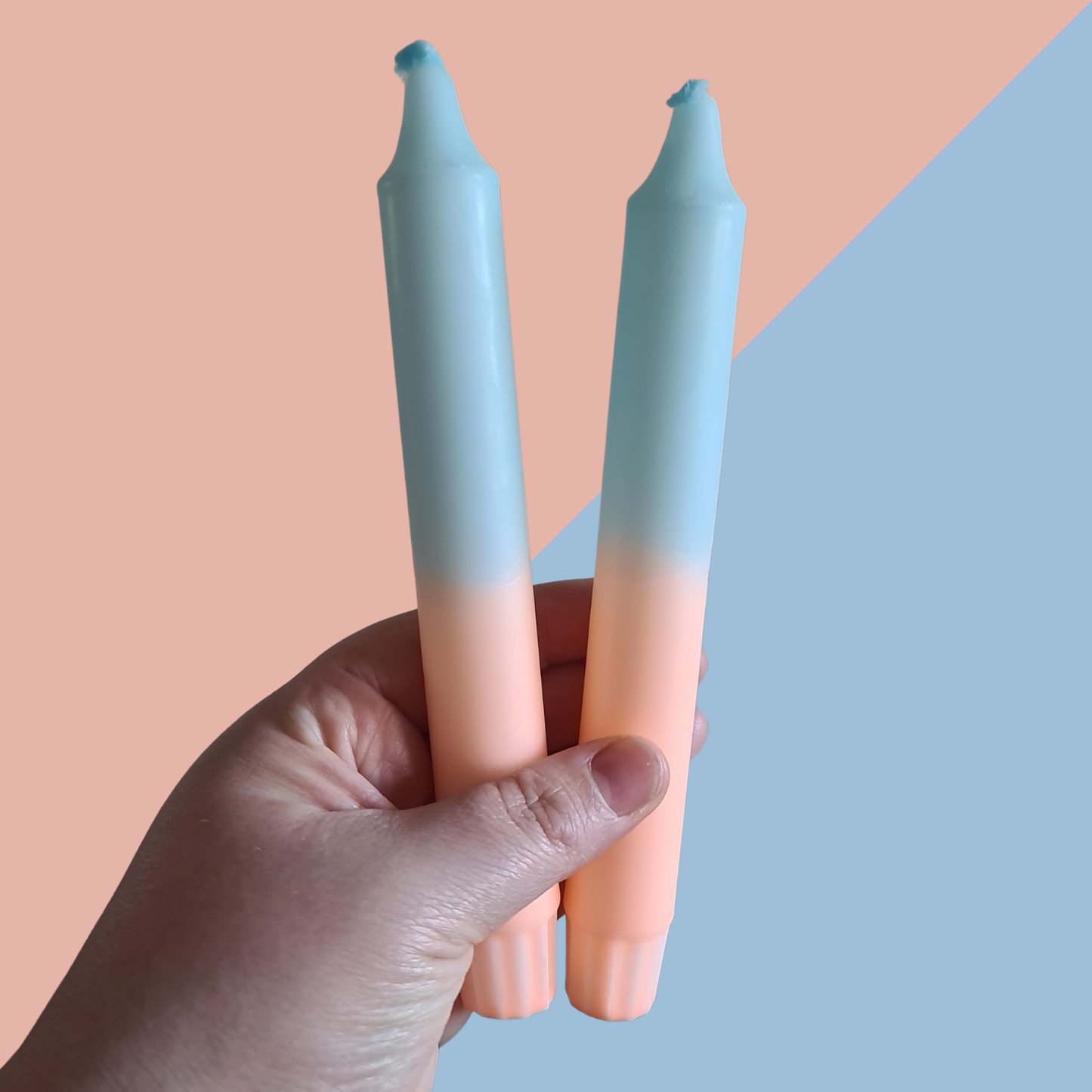 Blue & Orange Colour Dipped Dinner Candle