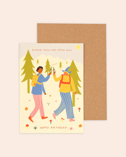 Blazing Trails, Sipping Ales Birthday Card | Hiking Card