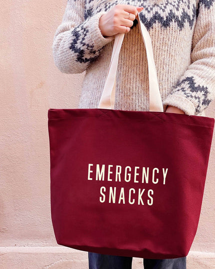 Emergency Snacks - Burgundy Canvas Tote Bag
