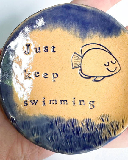 Just Keep Swimming - Ceramic Trinket Dish - Made in Wales