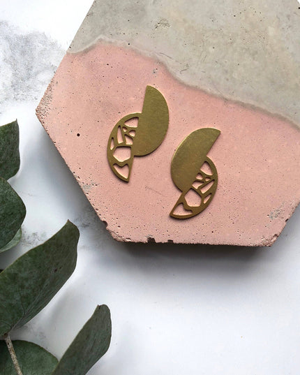Semi Circle Gold Earrings