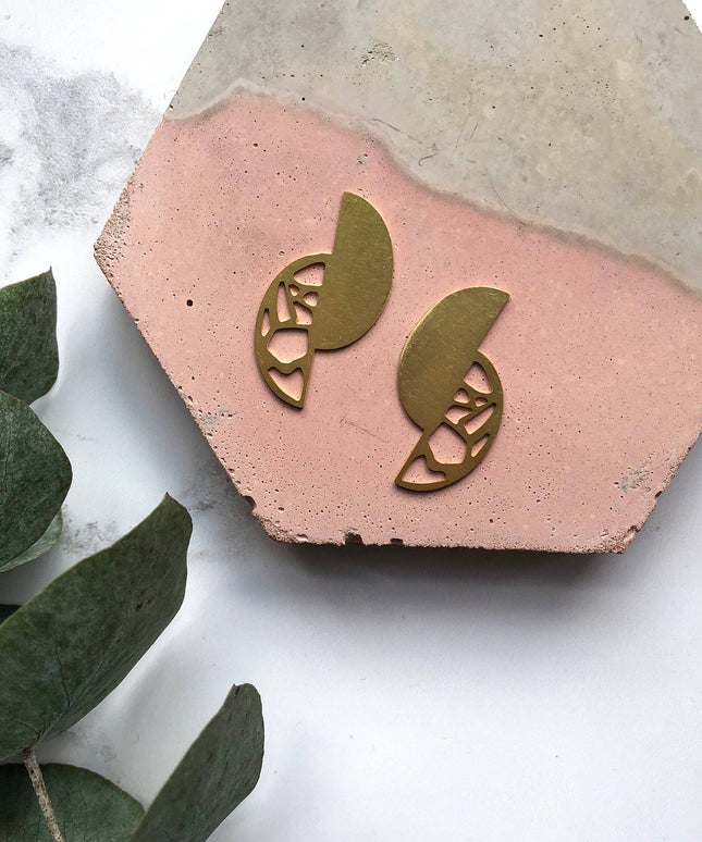 Semi Circle Gold Earrings