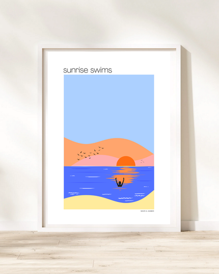 Sunrise Wild Swimming Print A4