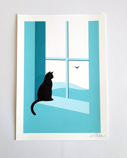 Watching Through The Window, Cat Print