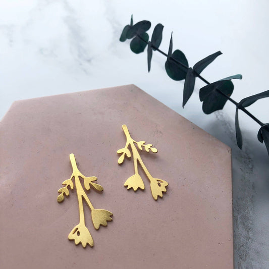 Gold Flower Bloom Stud Earrings