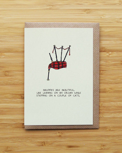 Bagpipes Card - Scottish/Funny - Recycled Card