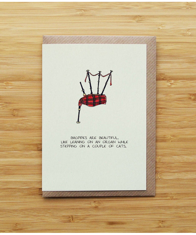 Bagpipes Card - Scottish/Funny - Recycled Card