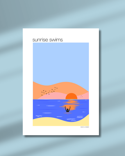 Sunrise Wild Swimming Print A4