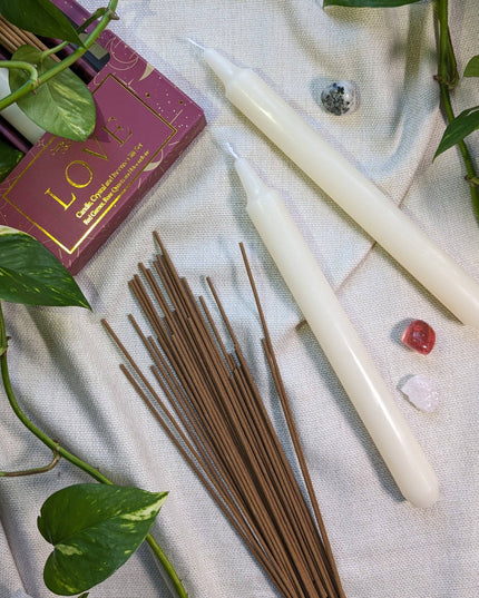 Orange Grove Love Candle, Crystal and Incense Set - Includes Two Candles and Three Crystal Stones