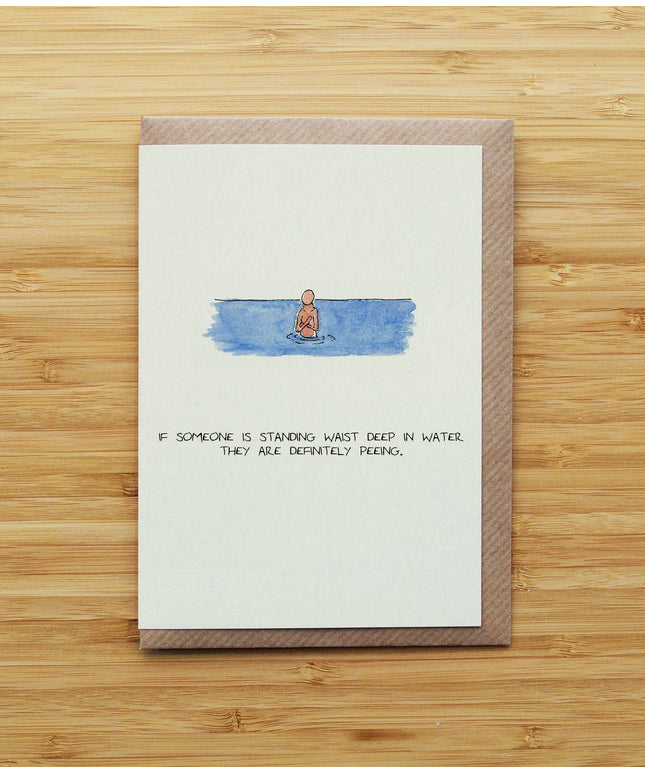Swimming Pee Card - Funny - Cold Water Swim - Recycled Card