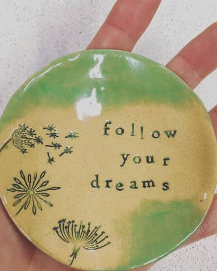 Ceramic Jewelry Dish: Follow Your Dreams