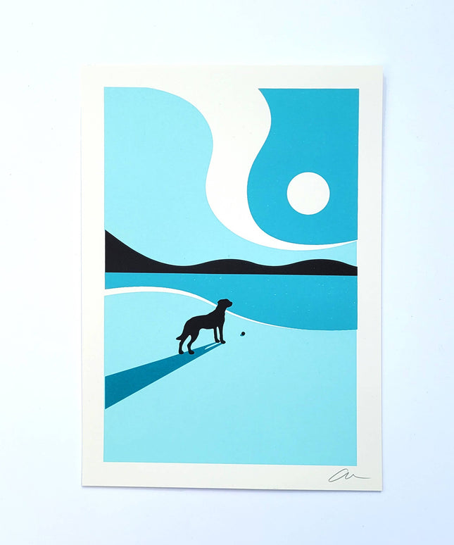 Last Trip Of Summer - Blue - Dog A4 Screenprint