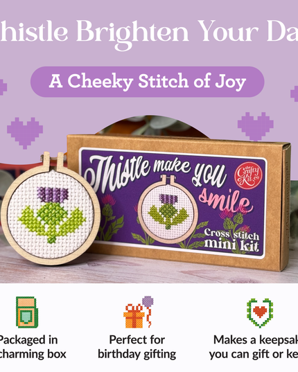 'Thistle Make You Smile' Mini Matchbox Cross Stitch Kit
