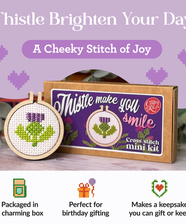 'Thistle Make You Smile' Mini Matchbox Cross Stitch Kit