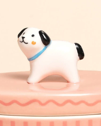 Pink oval Dog Trinket Pot