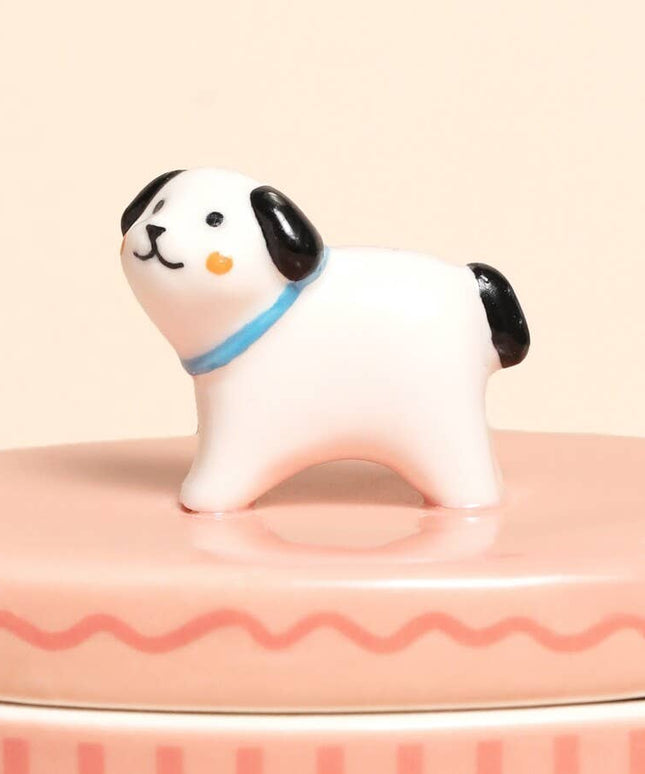 Pink oval Dog Trinket Pot