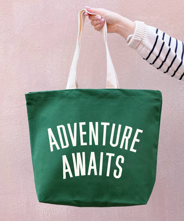 Adventure Awaits - Forest Green Canvas Tote Bag